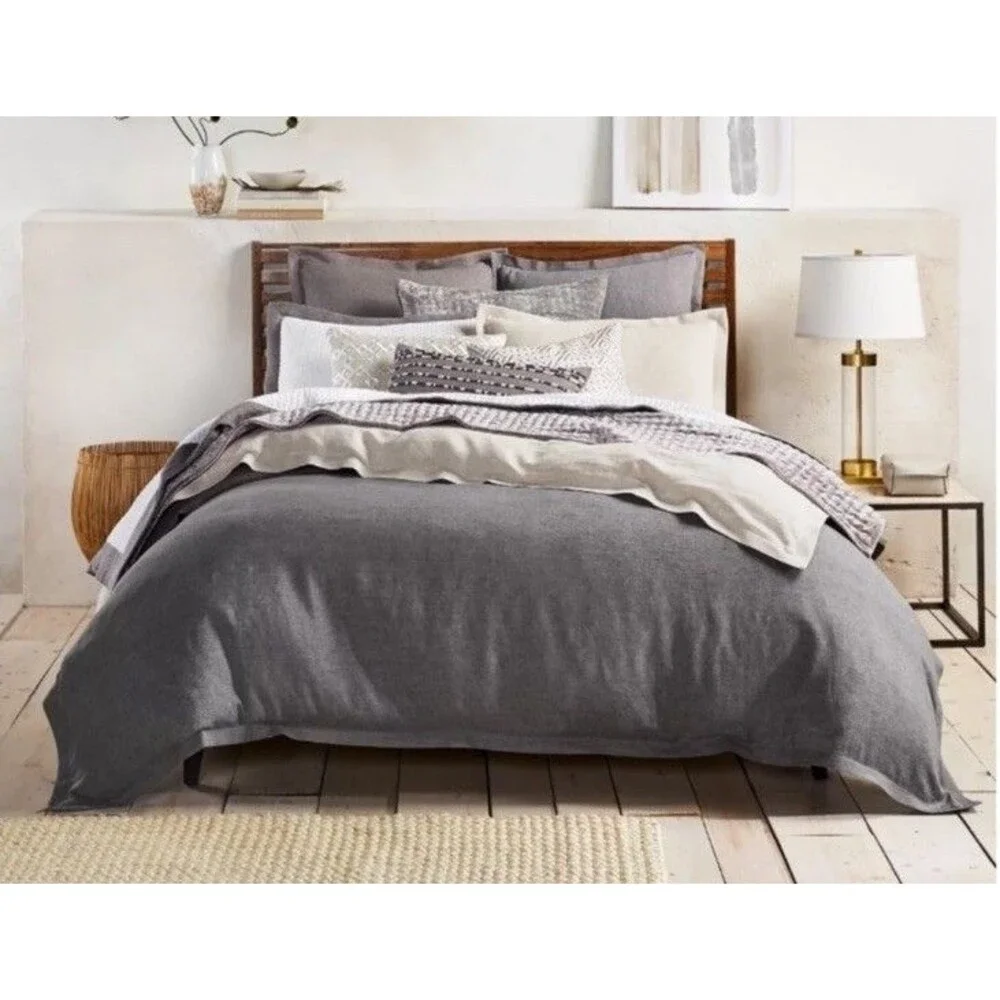 Hotel Collection 100% Linen Full/Queen Gray Duvet Cover